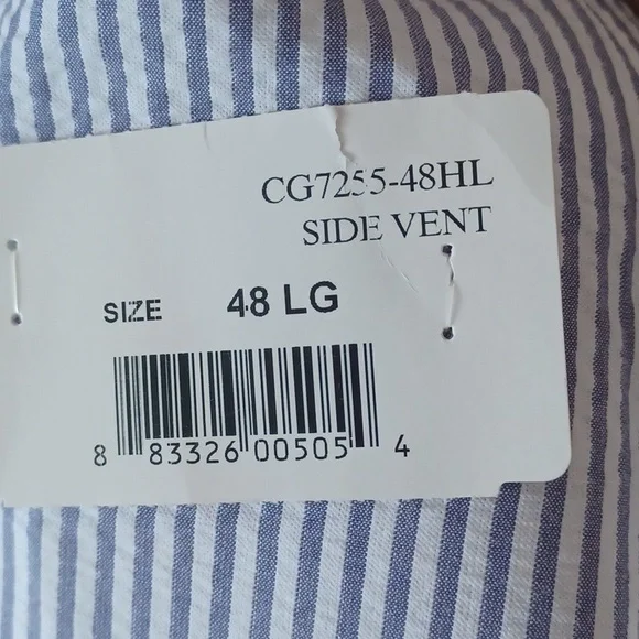 Men's Blue Striped Blazer 100 Percent Cotton Summer Weight Blazer 48 Long - Picture 2 of 7